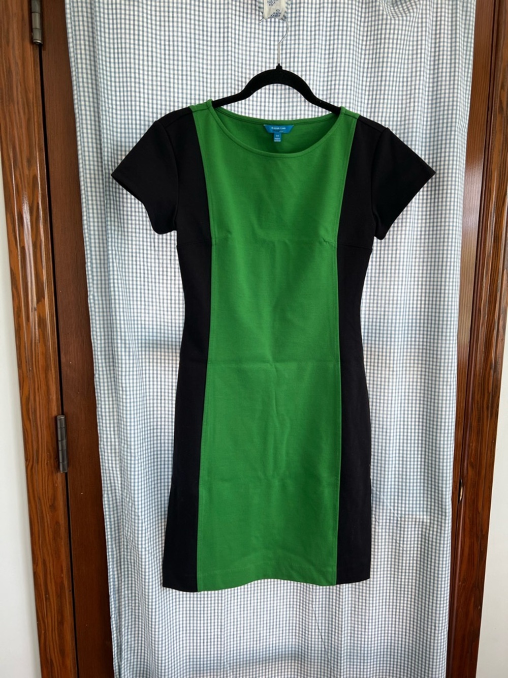 Derek Lam Green and Black Panel Sheath Dress